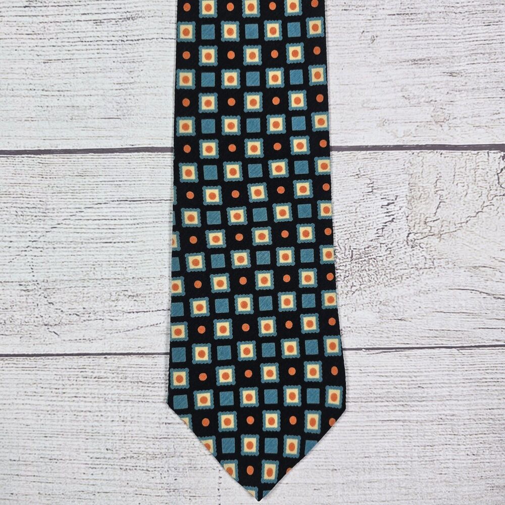 Hugo Boss Men's VINTAGE 100% Silk Retro Luxury Multicolored Geometric Neck Tie
